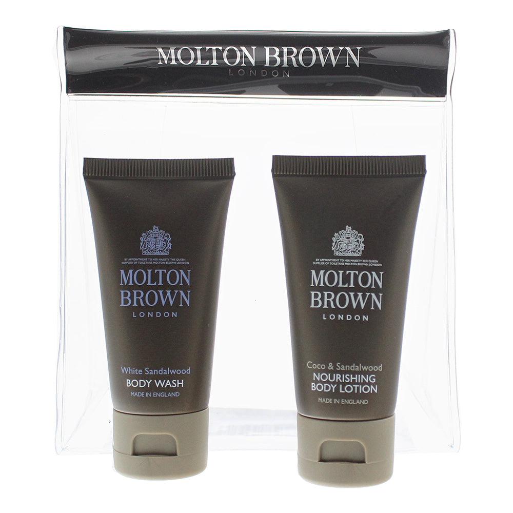 Molton Brown 2-Piece Gift Set Coco Sandalwood Body Lotion 30ml, White Sandalwood Body Wash 30ml - Glow Empire