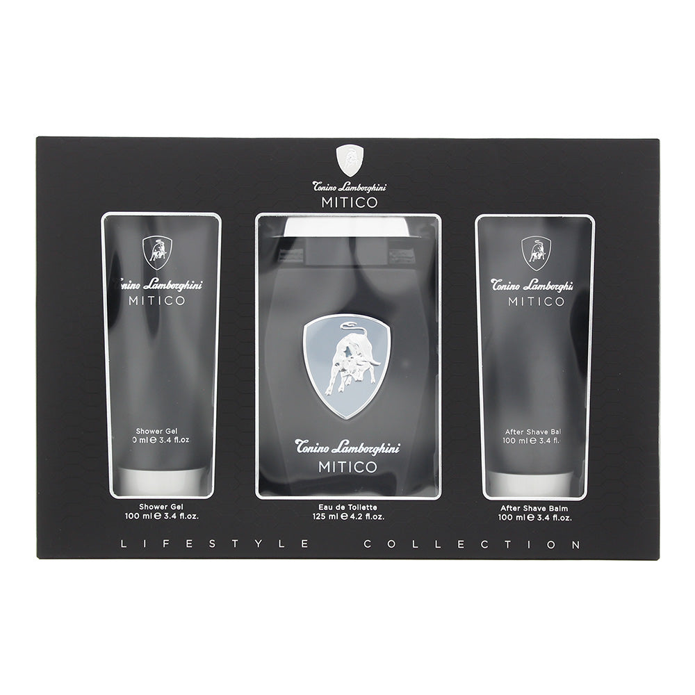 Tonino Lamborghini Mitico 3-Piece Gift Set Eau de Toilette 125ml, Shower Gel 100ml, Aftershave Balm 100ml - Glow Empire