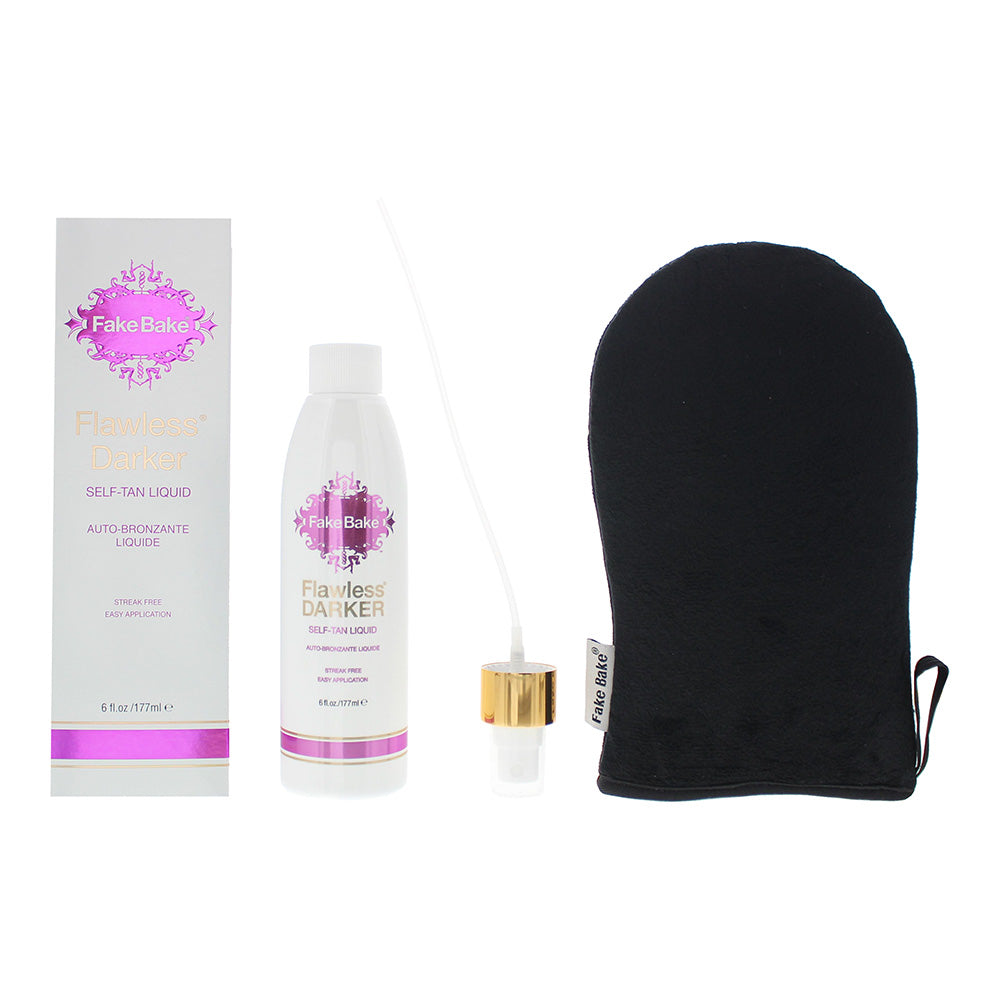 FakeBake Flawless Darker Self-Tan Liquid 177ml + Mitt - Glow Empire