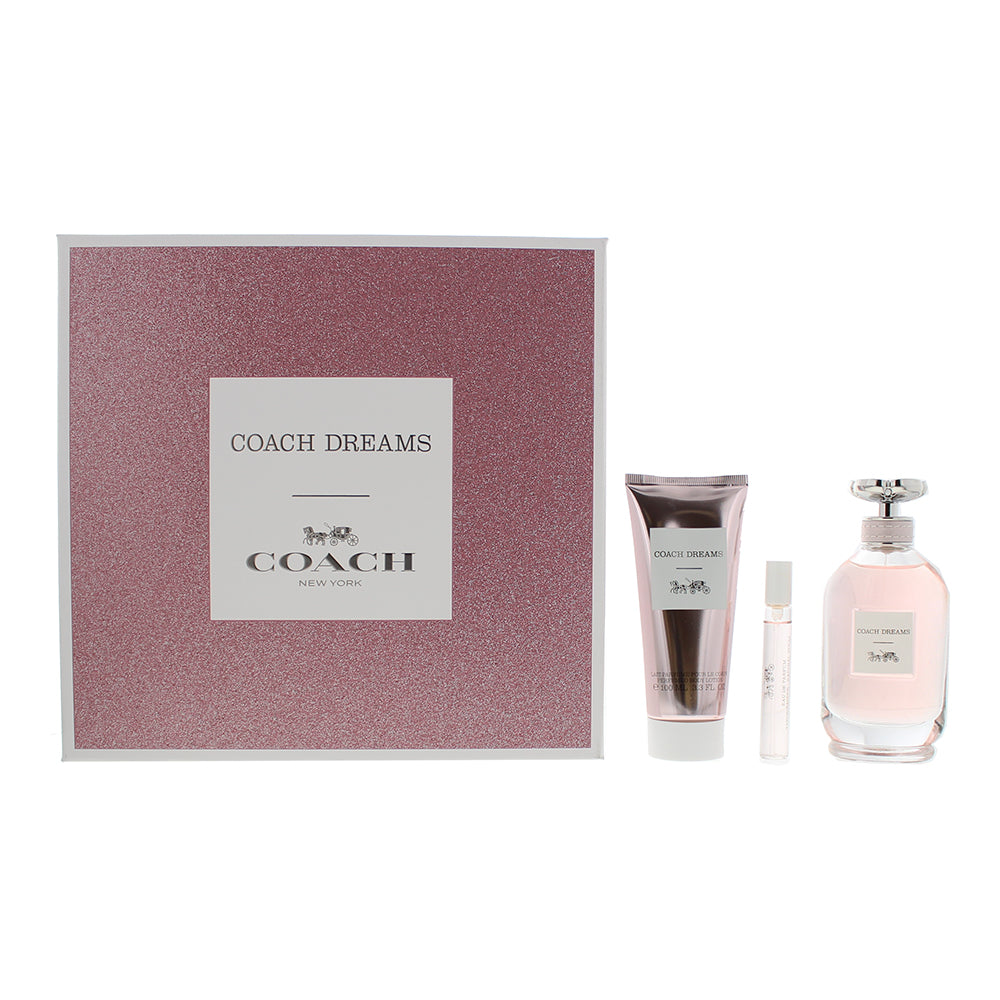 Coach Dreams Gift Set 90ml EDP + 7.5ml EDP + 100ml Body Lotion - Glow Empire