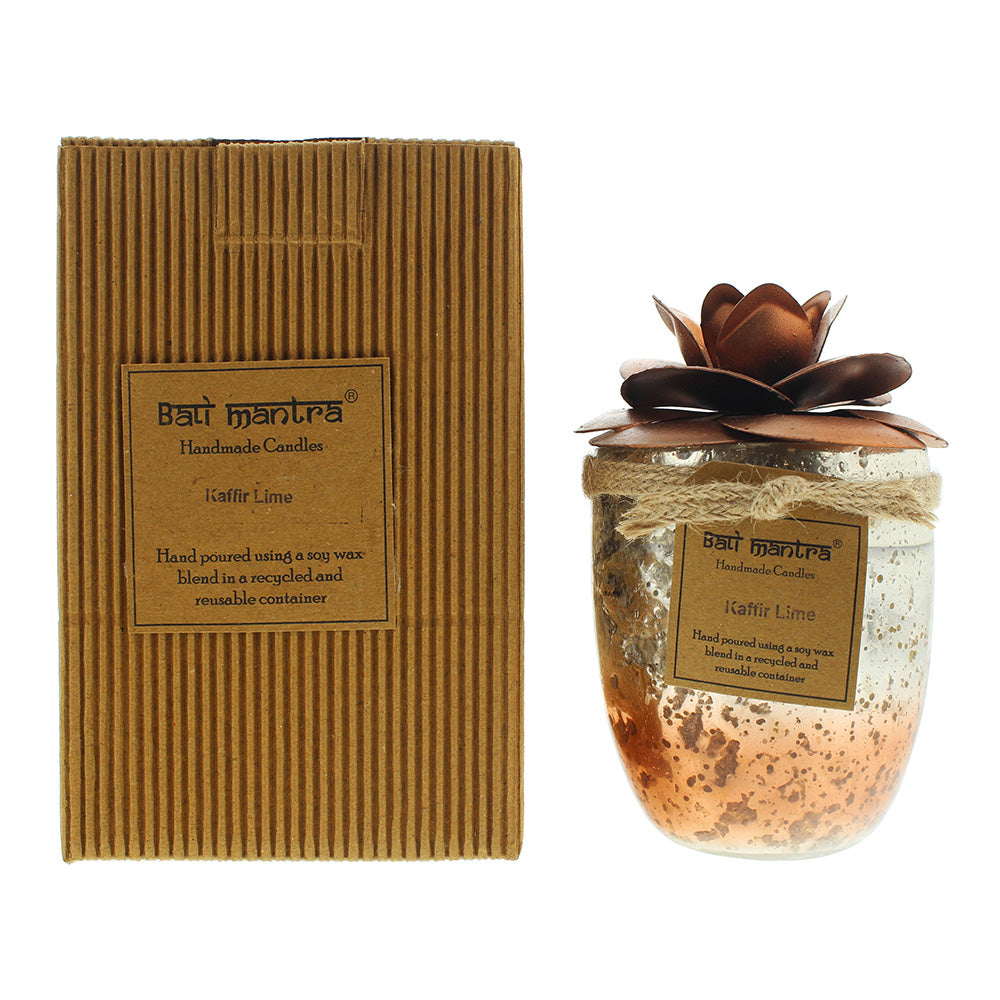 Bali Mantra Camellia Glass Copper Candle 500g - Kaffir Lime - Glow Empire