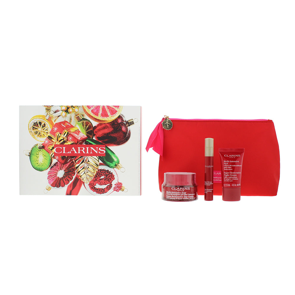 Clarins Super Restorative 3 Piece Gift Set Day Cream 50ml - Restorative Serum 10ml - Night Cream 15ml - Glow Empire