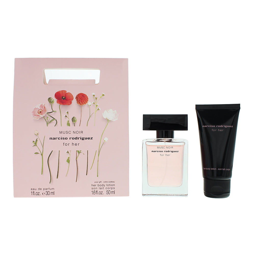 Narciso Rodriguez For Her Musc Noir Eau De Parfum 2 Piece Gift Set: Eau De Parfum 30ml - Body Lotion 50ml - Glow Empire