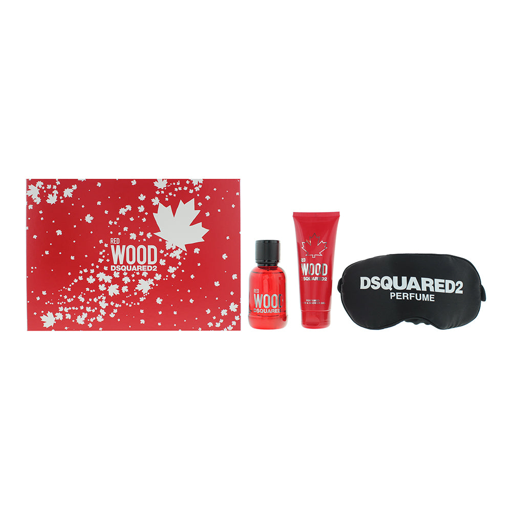 DSquared2 Red Wood Gift Set 50ml EDT + 100ml Shower Gel + Sleep Mask - Glow Empire