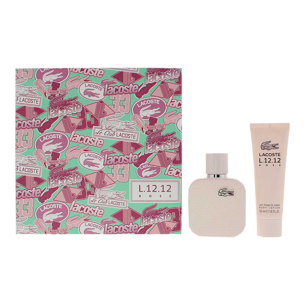 Lacoste Eau de Lacoste L.12.12 Rose 2-Piece Gift Set Eau de Parfum 50ml, Body Lotion 50ml - Glow Empire