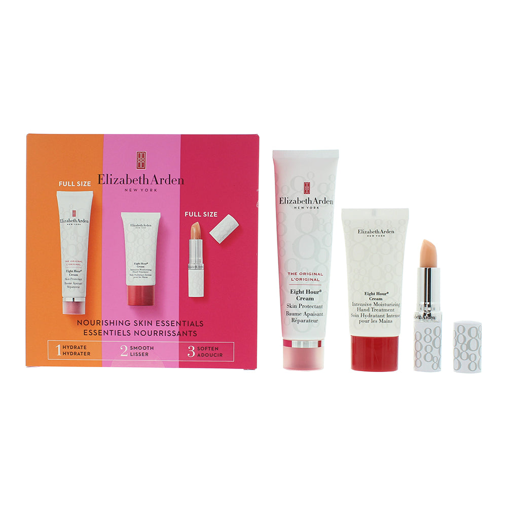 Elizabeth Arden Nourishing Skin Essentials 3-Piece Gift Set (Hand Cream 50ml, Hand Treatment 30ml, Lipstick 3.7g) - Glow Empire