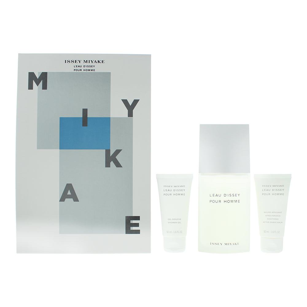 Issey Miyake L'eau D'issey Pour Homme 3 Piece Gift Set: Eau de Toilette 125ml - Shower Gel 50ml - Aftershave Balm 50ml - Glow Empire