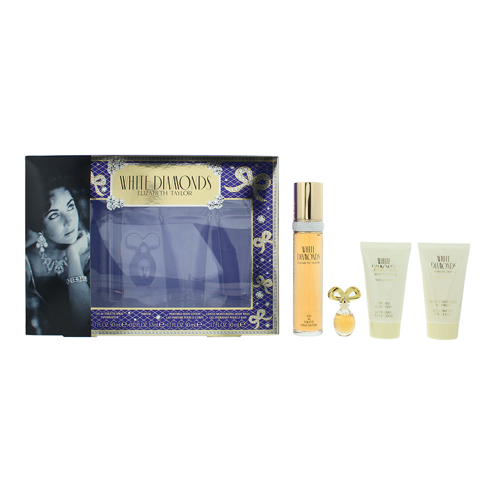 Elizabeth Taylor White Diamonds Gift Set 50ml EDT + 50ml Body Lotion + 50ml Body Wash + 10ml EDT - Glow Empire
