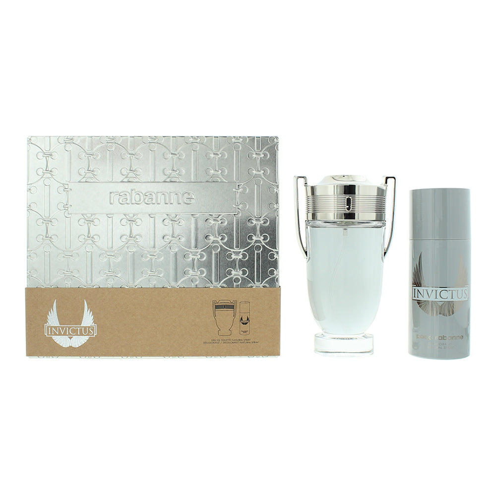 aco Rabanne Invictus 2 Piece Gift Set: Eau de Toilette 200ml - Deodorant Spray 150ml - Glow Empire