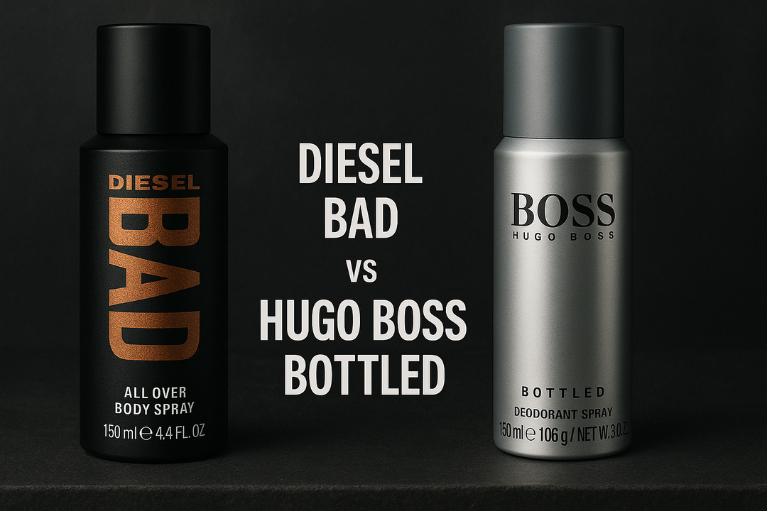 Hugo Boss Bottled vs Diesel Bad Deodorant Spray- Glow Empire