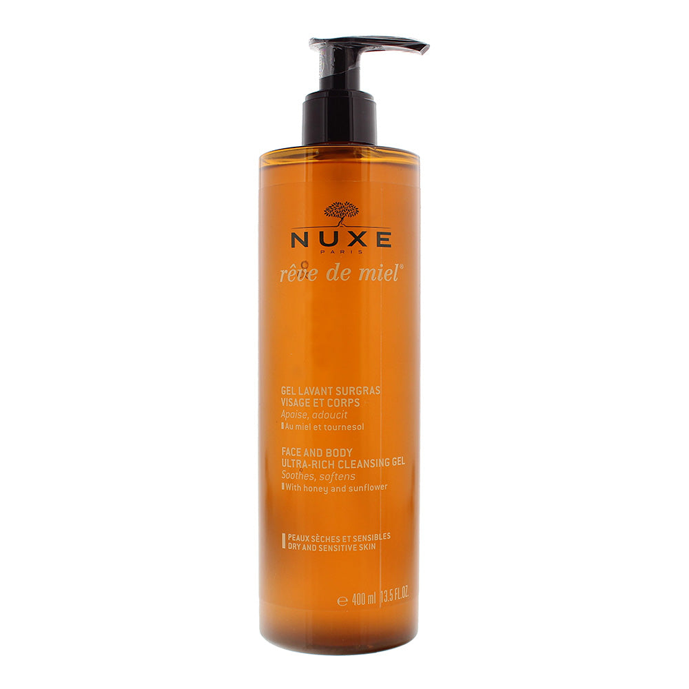 Nuxe Reve de Miel Face and Body Ultra-Rich Cleansing Gel 400ml - Dry/Sensitive Skin - Glow Empire