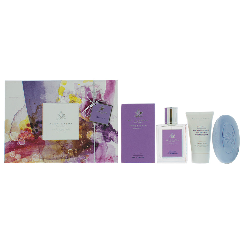 Acca Kappa Glicine Gift Set 100ml EDP + 150g Soap + 75ml Hand Cream - Glow Empire