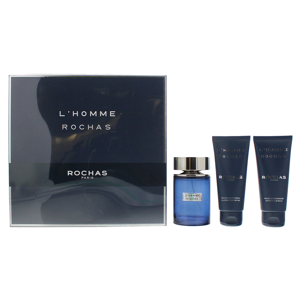 Rochas L'Homme Rochas 3-Piece Gift Set Eau de Toilette 100ml, Shower Gel 100ml, Aftershave Balm 100ml - Glow Empire