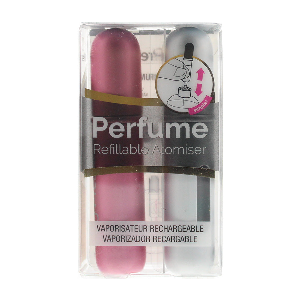 Pressit Refillable Perfume Spray Bottles 2 x 4ml Pink & Silver - Glow Empire