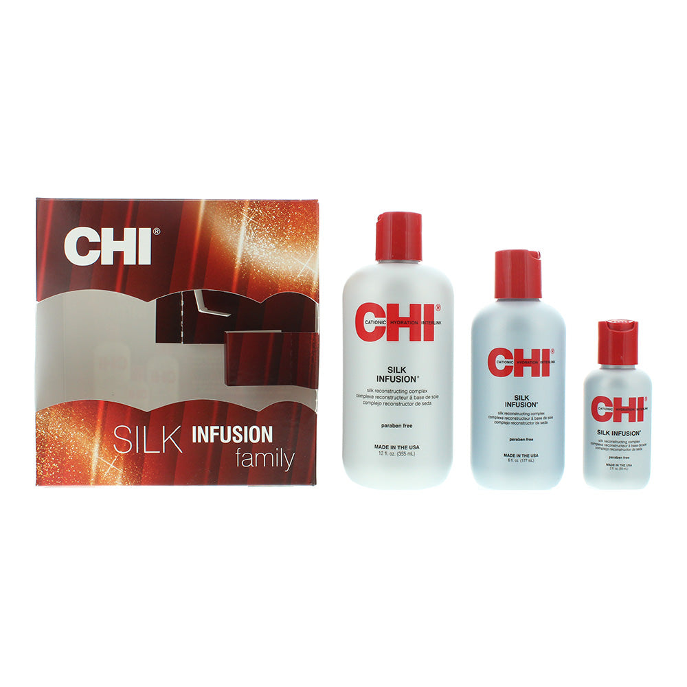 CHI Silk Infusion Gift Set 355ml Leave-In Treatment + 177ml Leave-In Treatment + 59ml Leave-In Treatment - Glow Empire