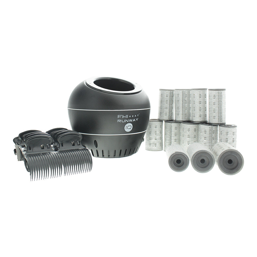 FHI Heat Runway IQ Kit Rapid Heating Base + 4 x Small/Medium/Large Rapid Hot Rollers + 12 Grip Clips - Glow Empire