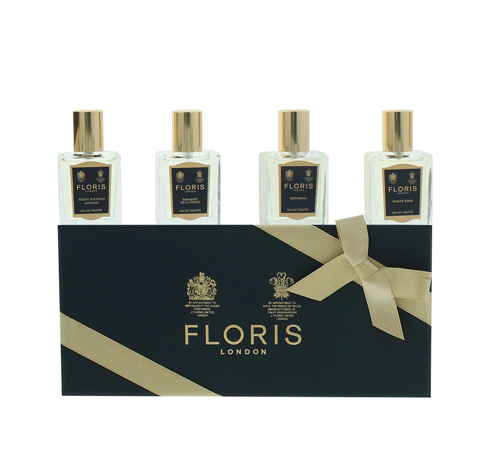 Floris Gift Set 15ml Night Scented Jasmine EDT + 15ml Bouquet De La Reine EDT + 15ml White Rose EDT + 15ml Chypress EDT - Glow Empire