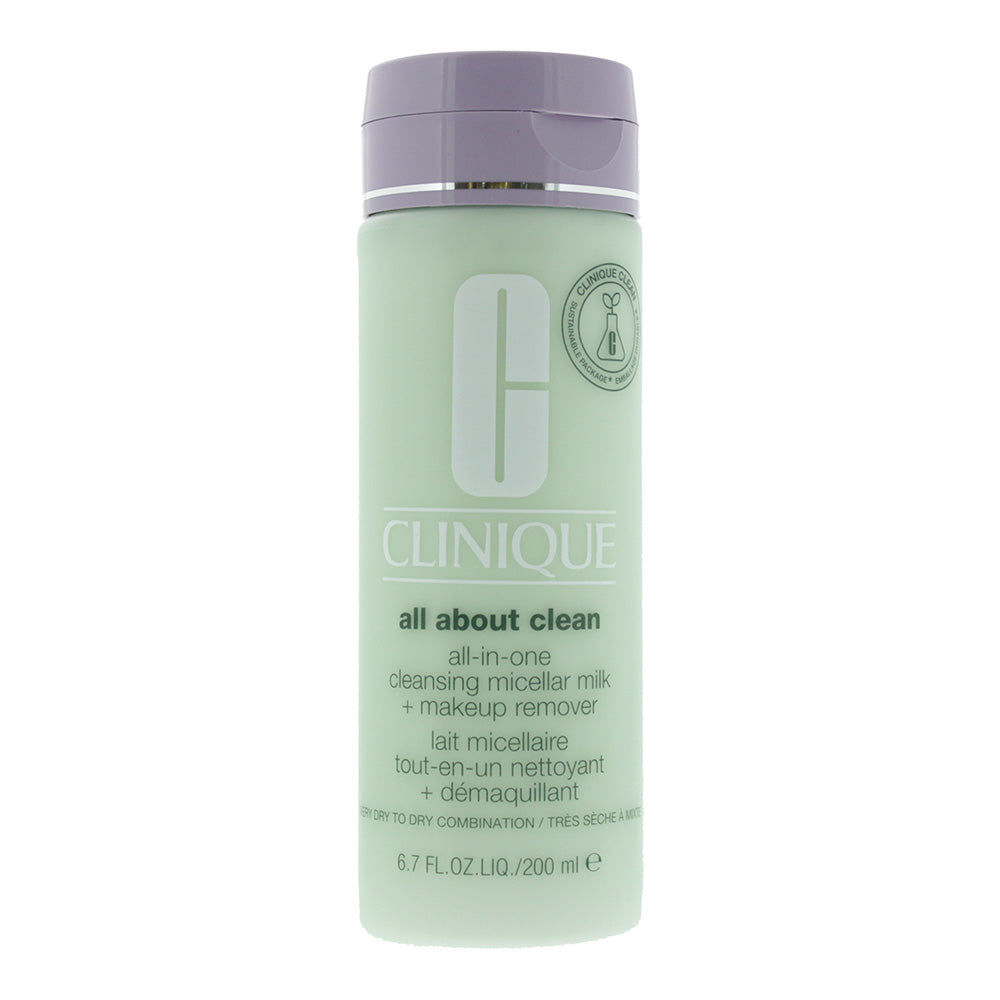 Clinique All About Clean All-In-One Cleansing Micellar Milk + Makeup Remover 200ml - Very Dry To Dry Combination Skin - Glow Empire