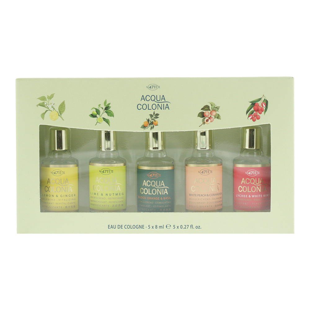4711 Acqua Colonia 5-Piece Gift Set (Lychee White Mint, White Peach Coriander, Blood Orange Basil Eau de Cologne 8ml) - Glow Empire