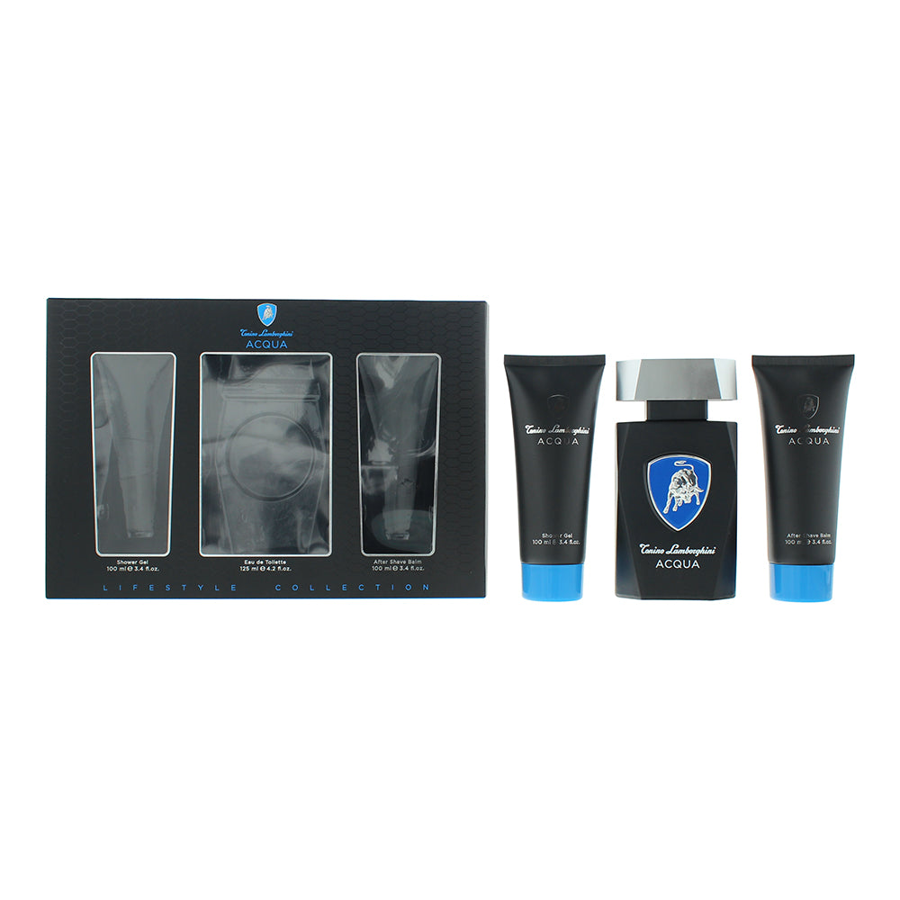 Tonino Lamborghini Acqua 3-Piece Gift Set Eau de Toilette 125ml, Shower Gel 100ml, Aftershave Balm 100ml - Glow Empire
