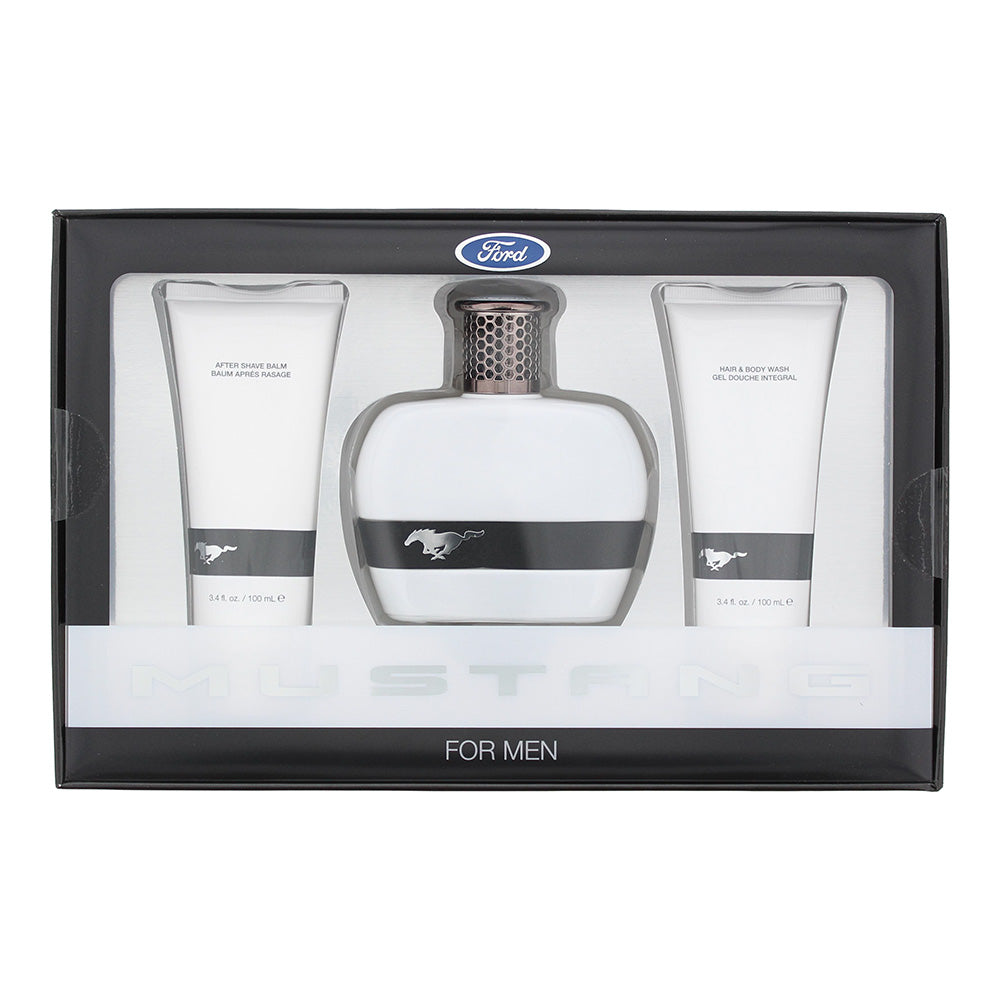 Mustang White 3 Piece Gift Set: Eau De Toilette 100ml - Aftershave Balm 100ml - Hair & Body Wash 100ml - Glow Empire