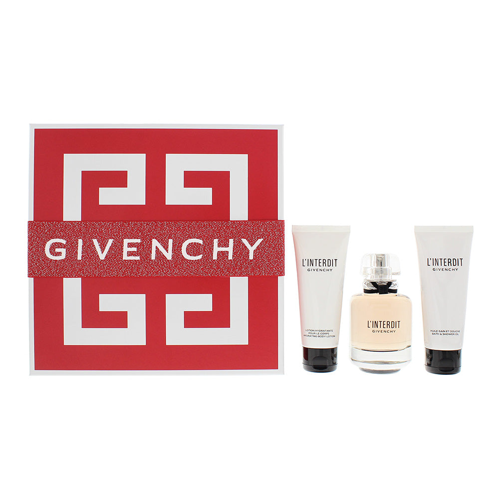 Givenchy L'interdit 3 Piece Gift Set: Eau De Parfum 80ml - Body Lotion 75ml - Shower Oil 75ml - Glow Empire
