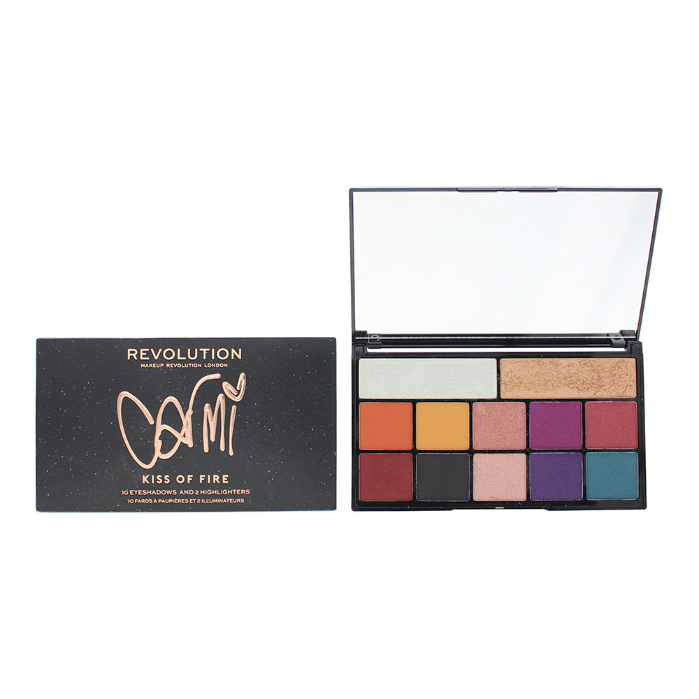 Makeup Revolution x Carmi Kiss On Fire Makeup Palette 10 x 2g Eyeshadow + 2 x 3.5g Highlighter - Glow Empire