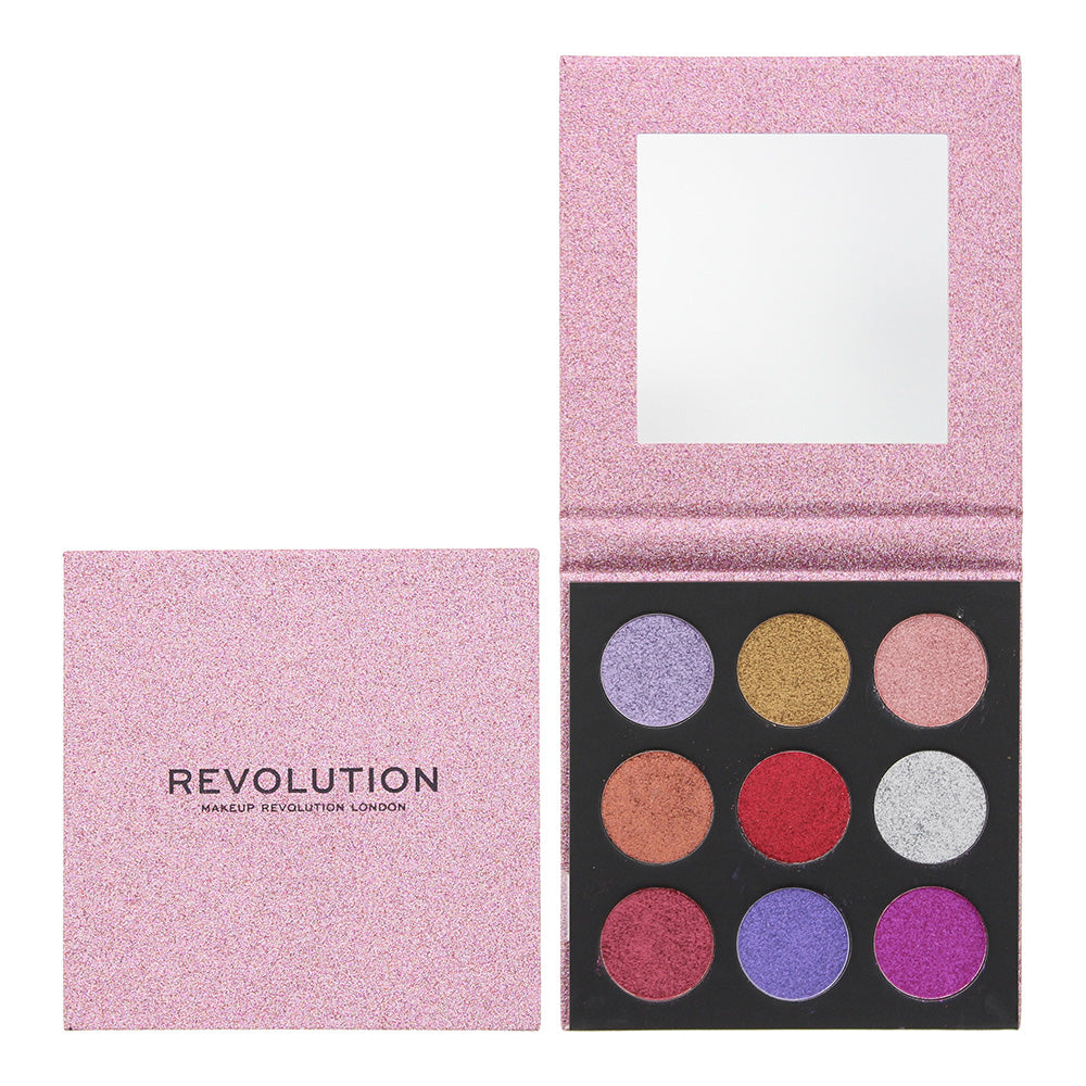 Makeup Revolution Pressed Glitter Eyeshadow Palette 9 x 1.5g - Diva - Glow Empire