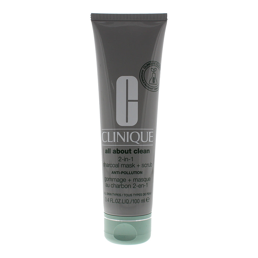 Clinique All About Clean 2-in-1 Anti-Pollution Charcoal Mask & Scrub 100ml - Glow Empire
