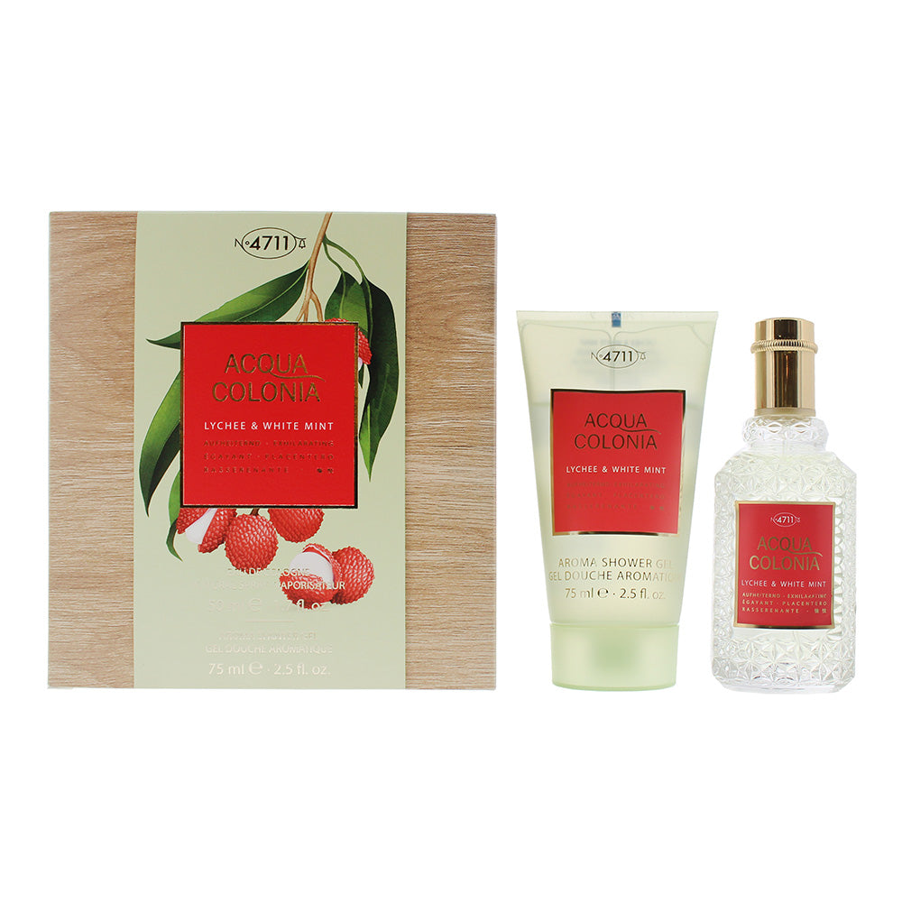 4711 Acqua Colonia Lychee White Mint 2-Piece Gift Set (Eau de Cologne 50ml, Shower Gel 75ml) - Glow Empire