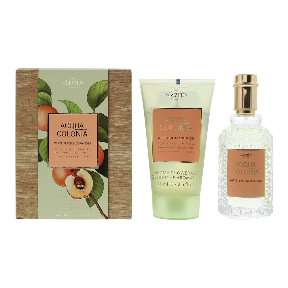 4711 Acqua Colonia White Peach & Coriander 2 Piece Gift Set: Eau De Cologne 50ml - Shower Gel 75ml - Glow Empire