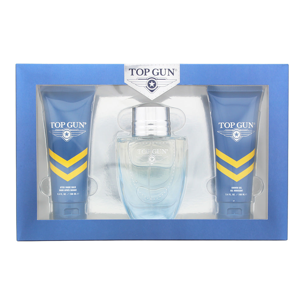 Top Gun Rivet 3-Piece Gift Set Eau de Toilette 100ml, Hair & Body Wash 100ml, Aftershave Balm 100ml - Glow Empire