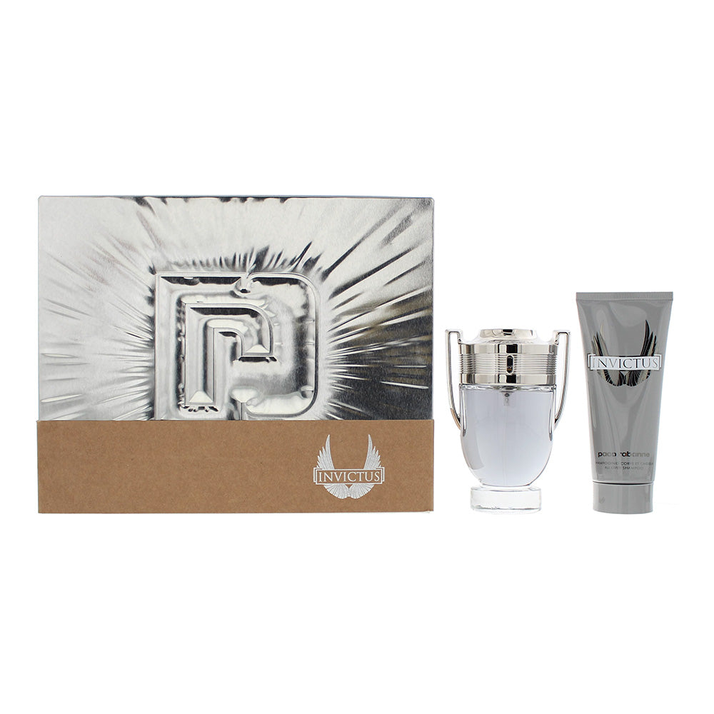 Paco Rabanne Invictus 2 Piece Gift Set: Eau de Toilette 100ml - All Over Shampoo 100ml - Glow Empire