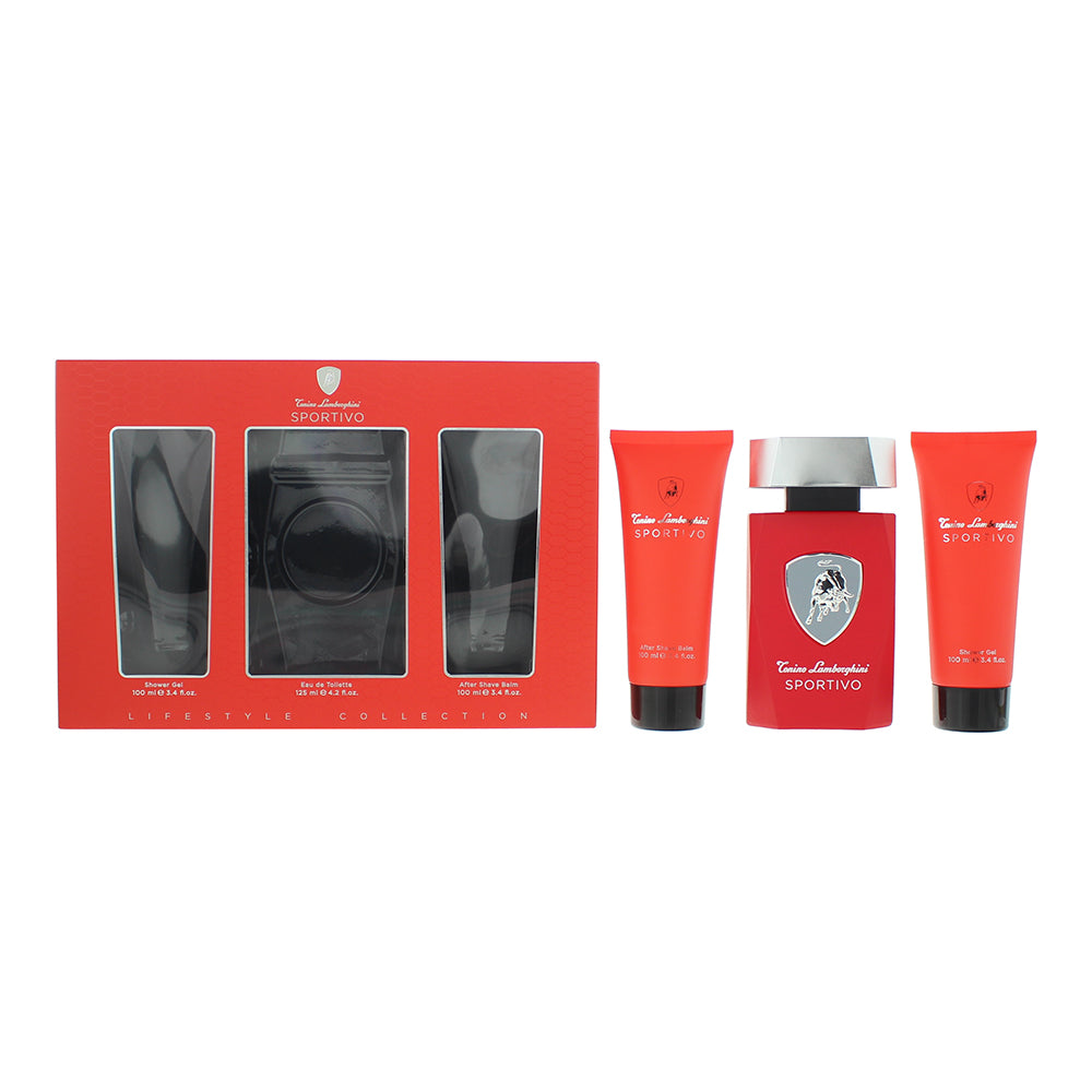 Tonino Lamborghini Sportivo 3-Piece Gift Set Eau de Toilette 125ml, Shower Gel 100ml, Aftershave Balm 100ml - Glow Empire