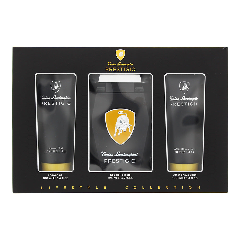 Tonino Lamborghini Prestigio 3-Piece Gift Set Eau de Toilette 125ml, Shower Gel 100ml, Aftershave Balm 100ml - Glow Empire