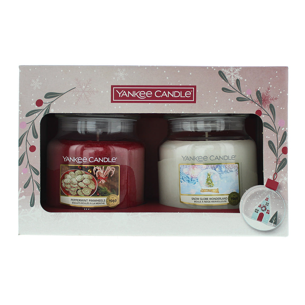 Yankee Candle 2-Piece Gift Set Peppermint Pinwheels 411g & Snow Globe Wonderland 411g - Glow Empire