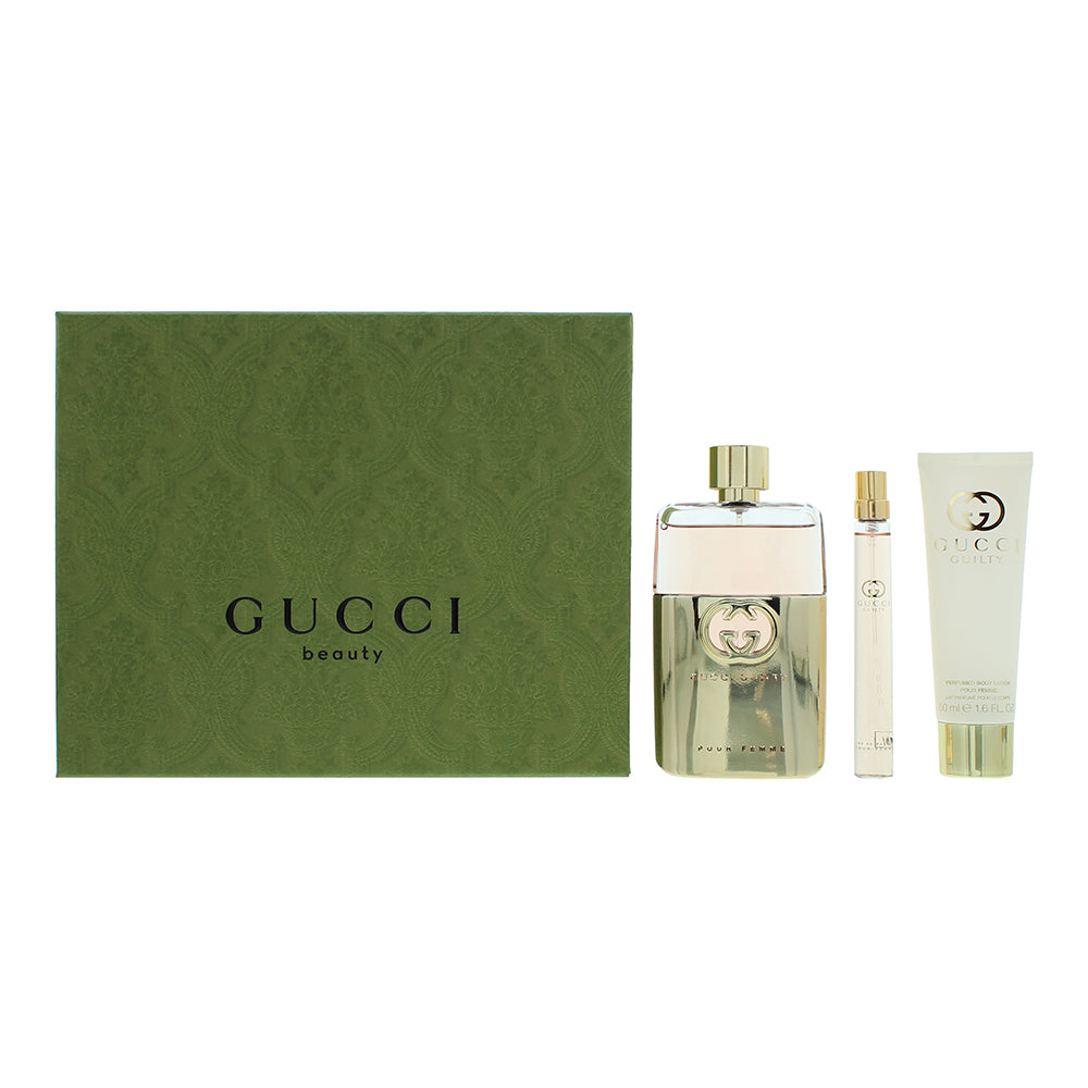 Gucci Guilty Pour Femme 3-Piece Gift Set (Eau de Parfum 90ml, Eau de Parfum 10ml, Body Lotion 100ml) - Glow Empire