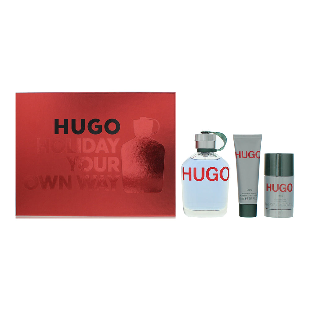 Hugo Boss Hugo Man 3 Piece Gift Set: Eau De Toilette 125ml - Deodorant 75ml - Shower Gel 50ml - Glow Empire
