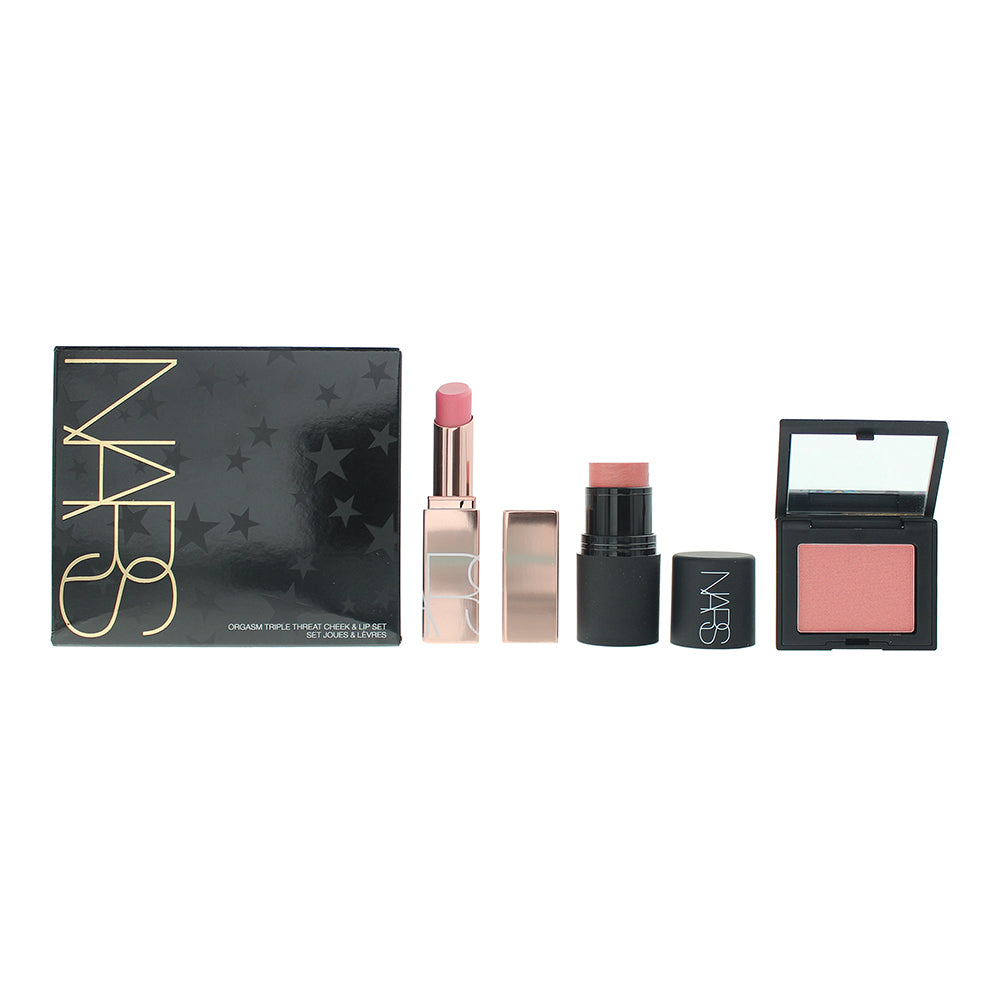 NARS Orgasm Triple Threat Cheek & Lip Gift Set 3g Lip Balm + 2.5g Blush + 4g Powder Cream - Glow Empire