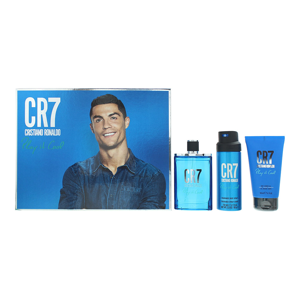 Cristiano Ronaldo CR7 Play It Cool Gift Set 100ml EDT Spray + 150ml Shower Gel +150ml Body Spray - Glow Empire