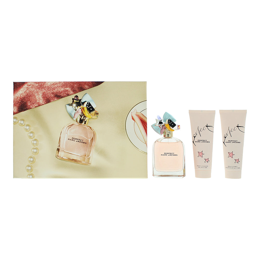 Marc Jacobs Perfect 3 Piece Gift Set: Eau de Parfum 100ml - Body Lotion 75ml - Shower Gel 75ml - Glow Empire