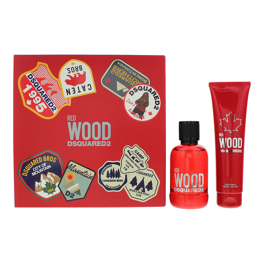 DSquared² Red Wood Gift Set 100ml EDT + 150ml Body Lotion - Glow Empire
