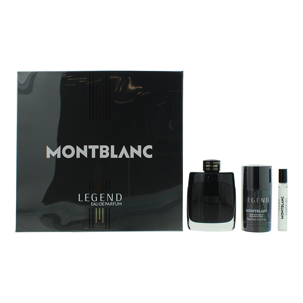 Montblanc Legend 3 Piece Gift Set: Eau De Parfum 100ml - Eau De Parfum 7.5ml - Deodrant Stick 75g - Glow Empire