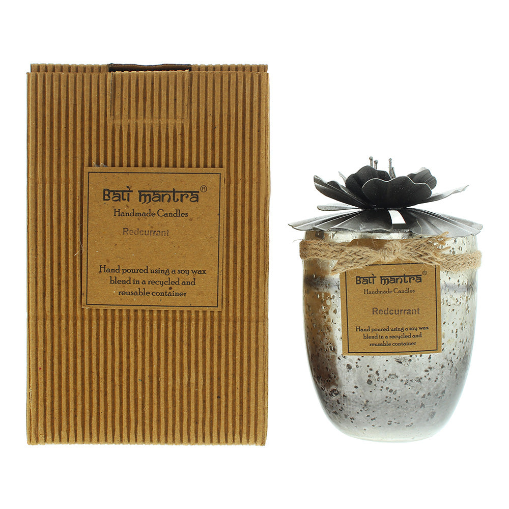 Bali Mantra Hibiscus Glass Silver Candle 500g - Redcurrant - Glow Empire