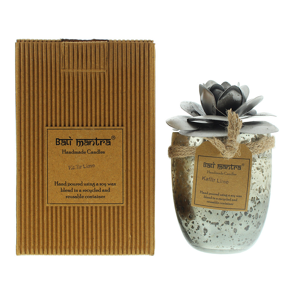 Bali Mantra Camellia Glass Silver Candle 500g - Kaffir Lime - Glow Empire