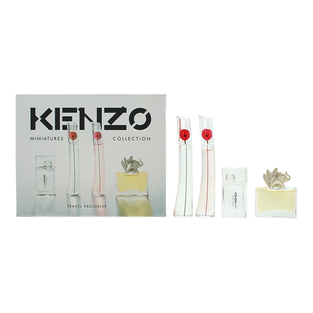 Kenzo Miniatures Gift Set 5ml Jungle Elephant EDP + 4ml Flower EDP + 4ml Flower by Kenzo Poppy Bouquet EDP + 5ml L'Eau Kenzo Pour Femme EDT - Glow Empire