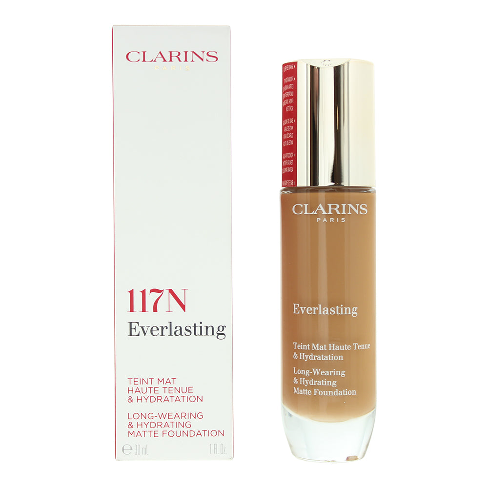 Clarins Everlasting Long Wearing & Hydrating Matte Foundation 30ml - 117N Hazelnut - Glow Empire