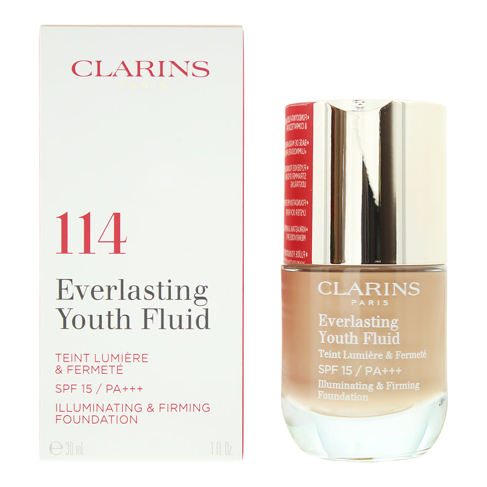 Clarins Everlasting Youth Fluid Foundation SPF15 30ml - 114 Cappuccino - Glow Empire