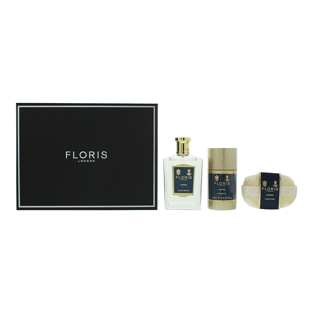 Floris Cefiro Gift Set 100ml EDT + 100g Soap + 75ml Deodorant Stick - Glow Empire