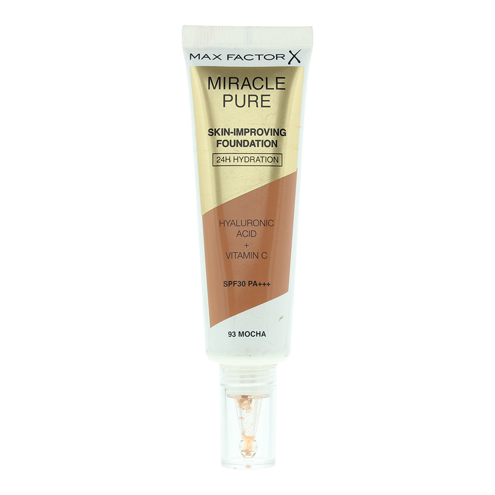 Max Factor Miracle Pure Skin Improving 24H Hydration 93 Mocha Foundation 30ml - Glow Empire